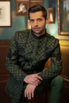 Courtyard By Abhi_Green Lycra Embroidery Jumeirah Bandhgala With Trouser _Online_at_Aza_Fashions