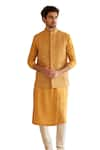 Buy_Osaa by Adarsh_Orange Raw Silk Embroidered Zardosi Nehru Jacket And Kurta Set _Online_at_Aza_Fashions