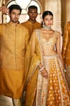 Buy_Osaa by Adarsh_Orange Raw Silk Embroidered Zardosi Nehru Jacket And Kurta Set 