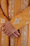 Shop_Osaa by Adarsh_Orange Raw Silk Embroidered Zardosi Sherwani Set _Online_at_Aza_Fashions