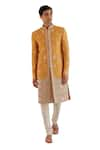 Buy_Osaa by Adarsh_Orange Raw Silk Embroidered Zardosi Sherwani Set 