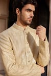 Osaa by Adarsh_Beige Embroidered Badla Sherwani Churidar Set _at_Aza_Fashions