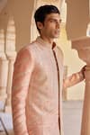 Buy_Osaa by Adarsh_Peach Raw Silk Embroidered Zardosi Sherwani Set With Dupatta _Online_at_Aza_Fashions