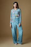 Buy_Vana Ethnics_Blue Viscouse Embroidered Sequin Collared Butta Print Pant Set _at_Aza_Fashions