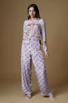 Buy_Vana Ethnics_Pink Viscouse Embroidered Sequin Collared Printed Shirt And Pant Set _at_Aza_Fashions