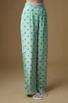 Vana Ethnics_Green Viscouse Embroidered Sequin Collared Waist Pant Set _Online_at_Aza_Fashions