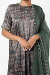 Buy_Vana Ethnics_Green Georgette Embroidered Ajrakh Round Print Kurta Pant Set _Online_at_Aza_Fashions