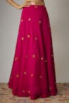 Buy_Vana Ethnics_Pink Georgette Embroidered Thread V Neck Mirror Detailed Blouse Lehenga Set _Online_at_Aza_Fashions