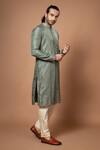 Priyanka Haralalka_Green Silk, Cotton Kurta With Pyjama _Online_at_Aza_Fashions