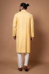 Shop_Priyanka Haralalka_Yellow Cotton, Silk Plain Kurta With Pyjama _at_Aza_Fashions