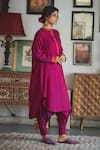 Buy_Swatti Kapoor_Pink Hand Woven Silk Solid Kalai Pant _at_Aza_Fashions