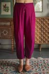 Shop_Swatti Kapoor_Pink Hand Woven Cotton Embroidered Sequin Mannat Pant _at_Aza_Fashions