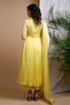 Shop_Ahi Clothing_Yellow Chinon Chiffon Hand Embroidered Moti V-neck Anarkali Palazzo Set _at_Aza_Fashions