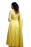 Buy_Ahi Clothing_Yellow Chinon Chiffon Hand Embroidered Moti V-neck Anarkali Palazzo Set _Online_at_Aza_Fashions