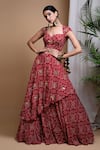 Buy_Ahi Clothing_Red Heavy Georgette Digital Print Bandhani Sweetheart Lehenga Set _at_Aza_Fashions