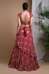 Shop_Ahi Clothing_Red Heavy Georgette Digital Print Bandhani Sweetheart Lehenga Set _at_Aza_Fashions