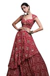 Buy_Ahi Clothing_Red Heavy Georgette Digital Print Bandhani Sweetheart Lehenga Set _Online_at_Aza_Fashions