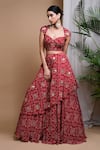 Ahi Clothing_Red Heavy Georgette Digital Print Bandhani Sweetheart Lehenga Set _at_Aza_Fashions