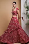 Buy_Ahi Clothing_Red Heavy Georgette Digital Print Bandhani Sweetheart Lehenga Set 