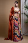 Buy_Ahi Clothing_Multi Color Lehenga And Blouse Heavy Crepe Digital Print Bandhani Scoop Set _at_Aza_Fashions