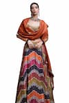 Buy_Ahi Clothing_Multi Color Lehenga And Blouse Heavy Crepe Digital Print Bandhani Scoop Set _Online_at_Aza_Fashions