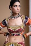 Buy_Ahi Clothing_Multi Color Lehenga And Blouse Heavy Crepe Digital Print Bandhani Scoop Set 