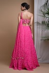 Shop_Ahi Clothing_Pink Heavy Georgette Digital Print Floral Sweetheart Lehenga With Bustier _at_Aza_Fashions