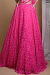 Ahi Clothing_Pink Heavy Georgette Digital Print Floral Sweetheart Lehenga With Bustier _Online_at_Aza_Fashions