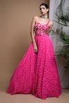 Ahi Clothing_Pink Heavy Georgette Digital Print Floral Sweetheart Lehenga With Bustier _at_Aza_Fashions