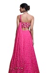 Shop_Ahi Clothing_Pink Heavy Georgette Digital Print Floral Sweetheart Lehenga With Bustier 