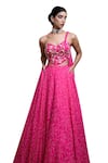 Ahi Clothing_Pink Heavy Georgette Digital Print Floral Sweetheart Lehenga With Bustier _Online