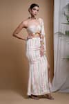 Buy_Ahi Clothing_White Heavy Crepe Digital Print Linear Sweetheart Draped Skirt With Bustier _at_Aza_Fashions