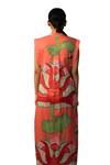 Buy Karishma Kajaria Red Cotton, Silk Collared Floral Blossom Print Dress Buy_Karishma Kajaria_Red Cotton, Silk Collared Floral Blossom Print Dress