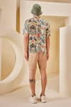 Shop_The Royaleum_Beige Linen Satin Printed Landscape Shirt With Shorts _at_Aza_Fashions