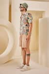 Buy_The Royaleum_Beige Linen Satin Printed Landscape Shirt With Shorts _Online_at_Aza_Fashions