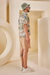 Shop_The Royaleum_Beige Linen Satin Printed Landscape Shirt With Shorts _Online_at_Aza_Fashions