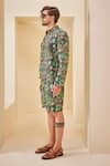 Buy_The Royaleum_Multi Color Linen Satin Printed Geometric Shirt With Shorts _Online_at_Aza_Fashions