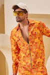 Buy_The Royaleum_Multi Color Linen Satin Printed Geometric Floral Shirt With Shorts _Online_at_Aza_Fashions