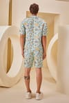 Shop_The Royaleum_Blue Linen Satin Printed Aquatic Shirt With Shorts _at_Aza_Fashions