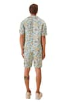 Buy_The Royaleum_Blue Linen Satin Printed Aquatic Shirt With Shorts _Online_at_Aza_Fashions