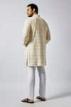 Shop_Spring Break_Ivory Kurta Dupion Silk Embroidery Chikankari With Pant _at_Aza_Fashions