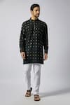 Buy_Spring Break_Black Kurta Dupion Silk Embroidery Chikankari Lucknowi With Pant _at_Aza_Fashions