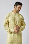 Buy_Spring Break_Yellow Kurta Dupion Silk Embroidery Chikankari Straight With Pant _Online_at_Aza_Fashions