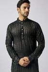 Spring Break_Black Kurta Viscose Embroidery Sequins With Pant _Online_at_Aza_Fashions