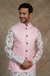 Buy_Spring Break_Pink Cotton Print Flamingo Floral Kurta And Bundi Set _Online_at_Aza_Fashions