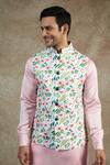 Buy_SPRING BREAK_Pink Cotton, Silk Floral Print Bundi And Kurta Set _Online_at_Aza_Fashions