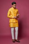 Buy Spring Break Yellow Cotton, Silk Solid Bundi And Kurta Set at Aza Fashions Buy_Spring Break_Yellow Cotton, Silk Solid Bundi And Kurta Set _at_Aza_Fashions