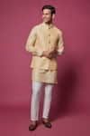 Buy_Spring Break_Beige Cotton Silk Classic Bundi And Kurta Set _at_Aza_Fashions