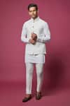 Buy_Spring Break_White Cotton Silk Classic Bundi And Pant Set _at_Aza_Fashions