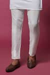 Spring Break_White Cotton Silk Classic Bundi And Pant Set _Online_at_Aza_Fashions